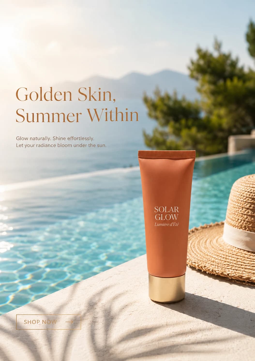 Solar Glow skincare in luminous water