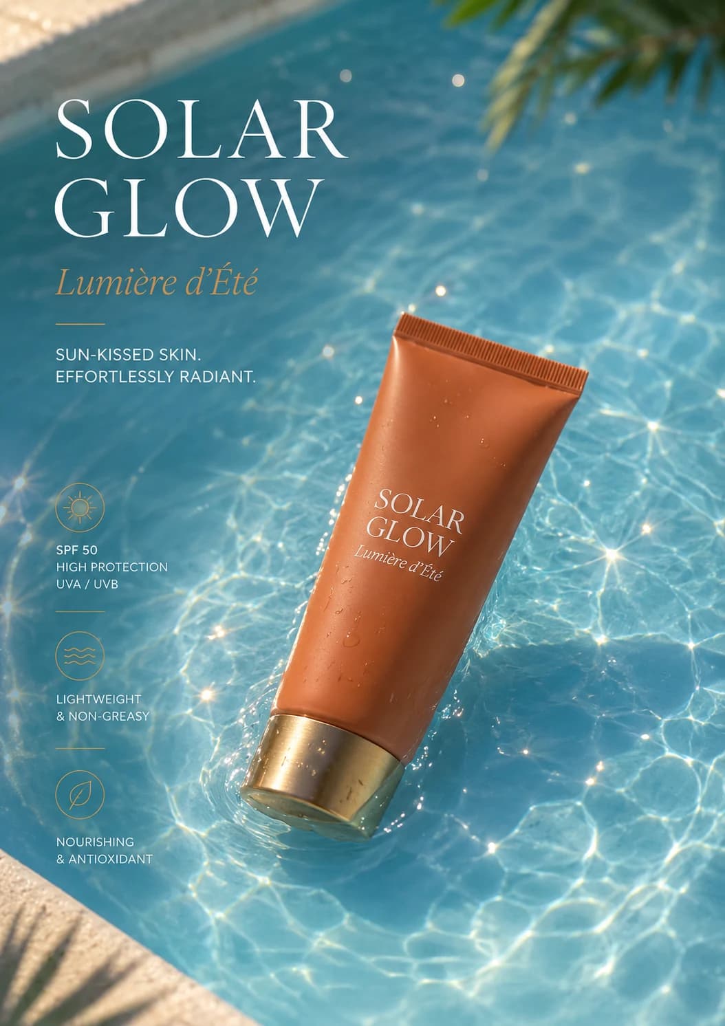 Solar Glow skincare in luminous water