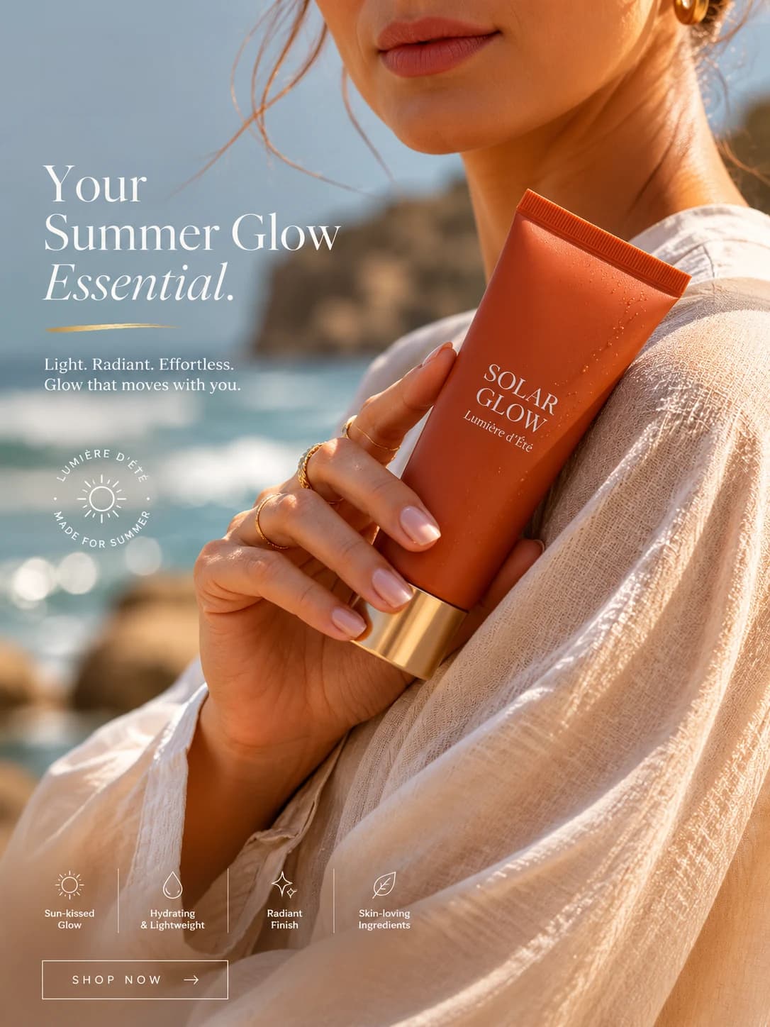 Solar Glow skincare in luminous water